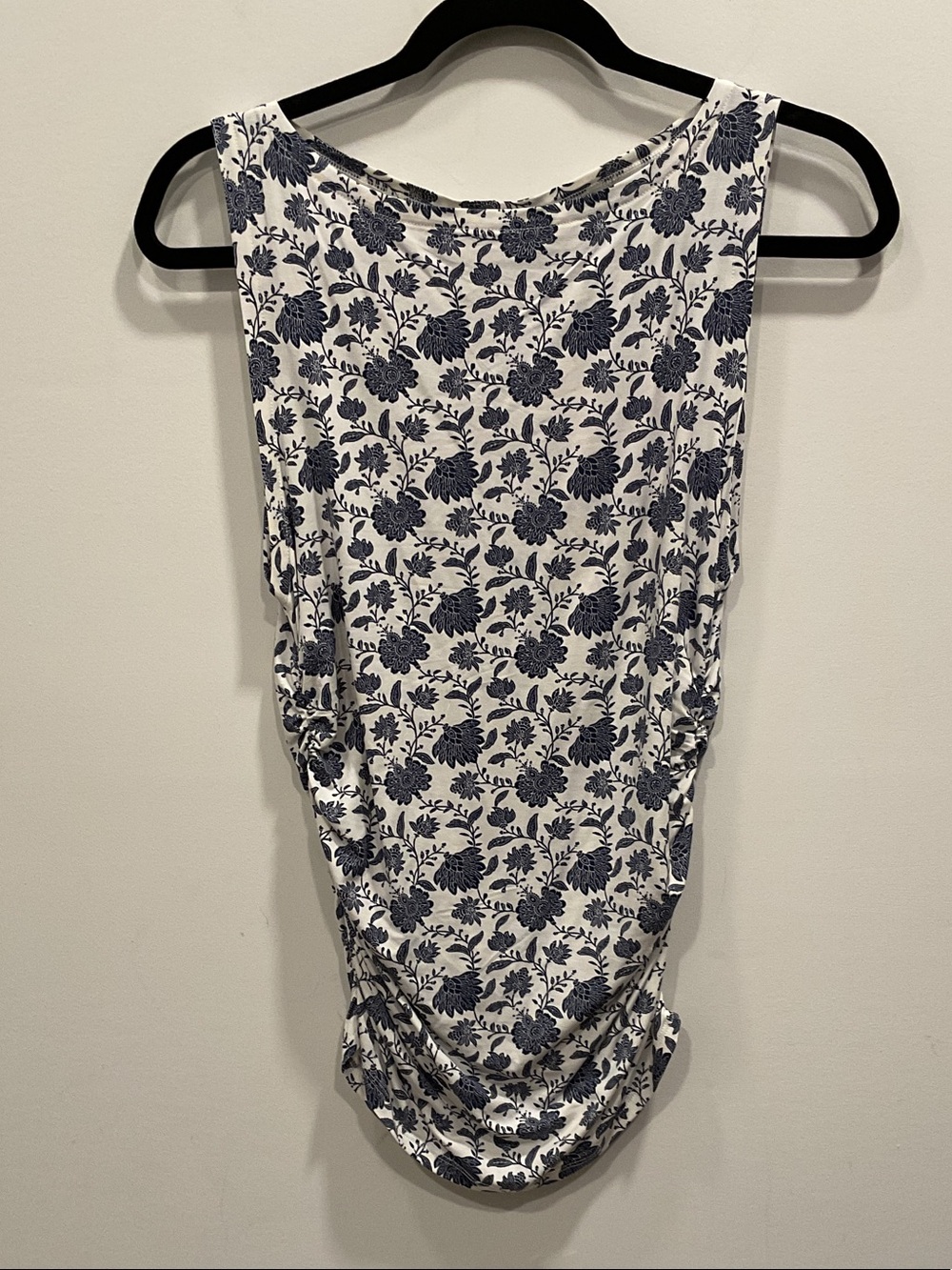 rag & bone White Tank with Navy Floral Print